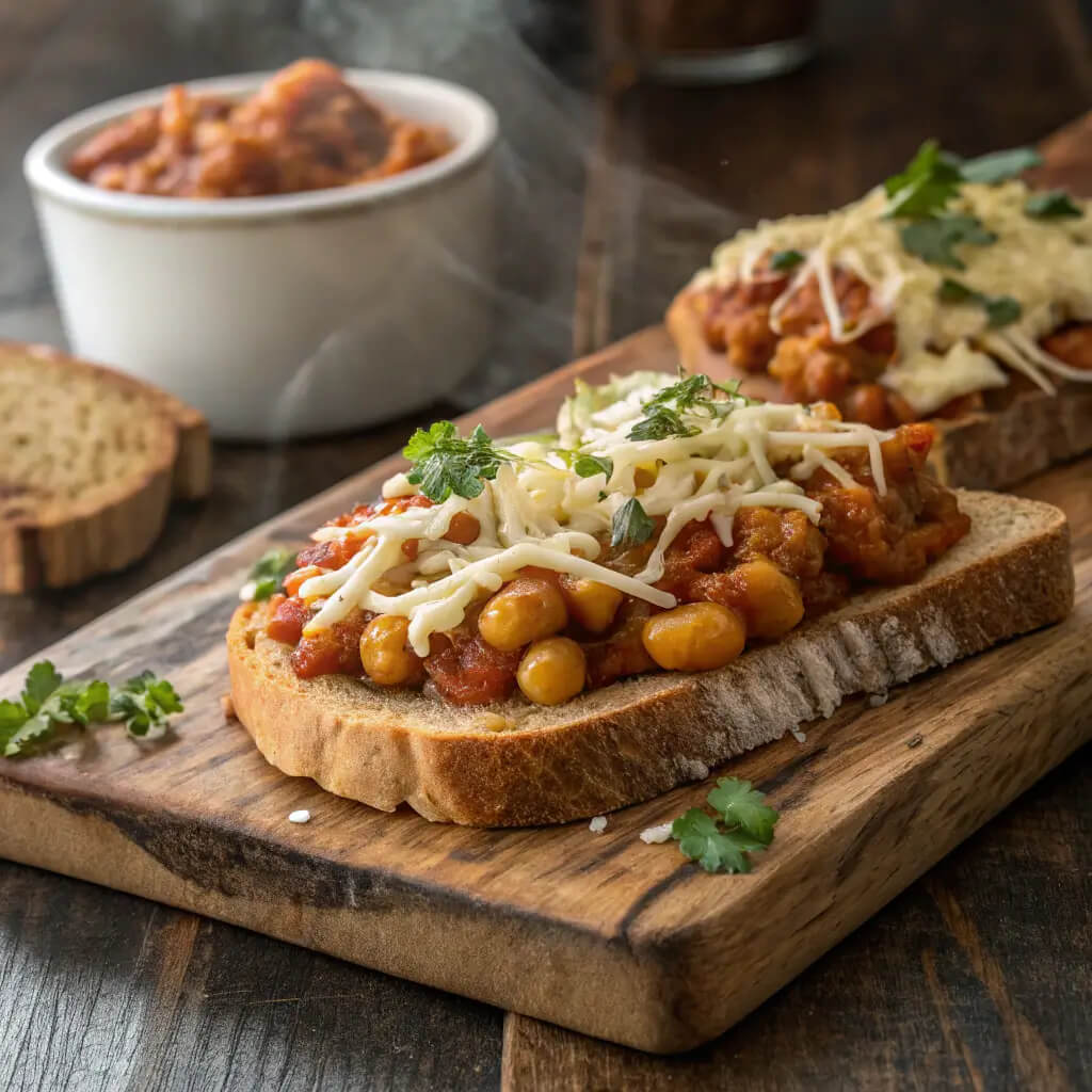 cheesy masala beans on toast