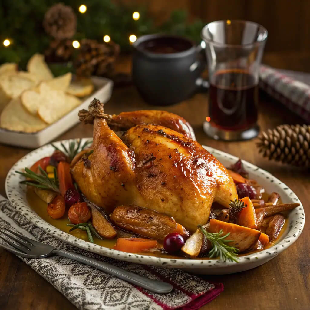 cider maple oven roasted cornish hen
