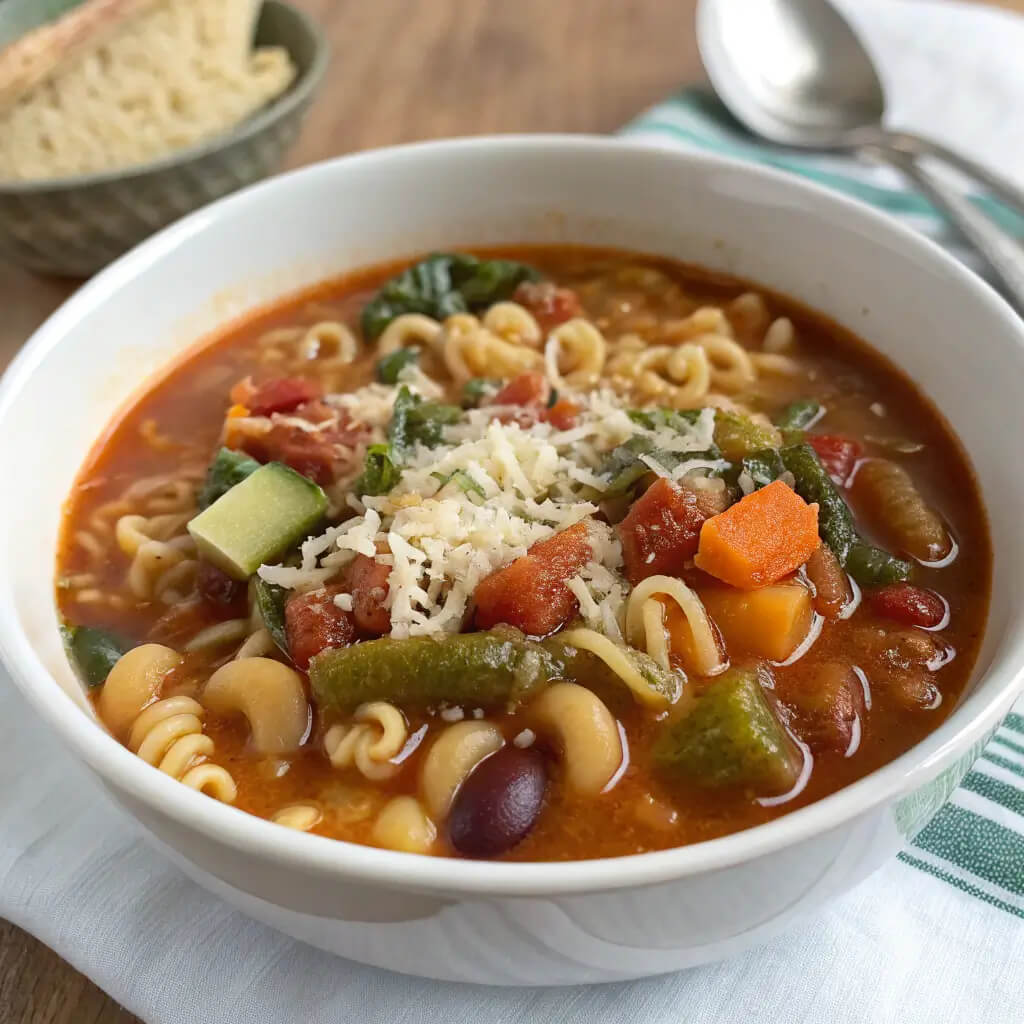classic minestrone soup with gluten free noodles