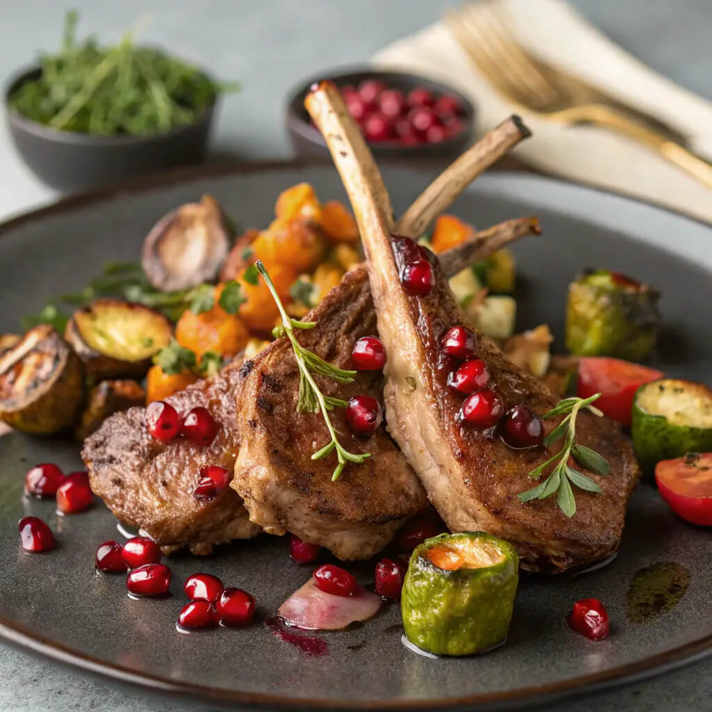 fancy pomegranate lamb chops