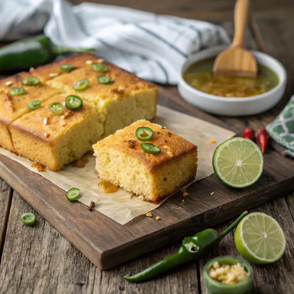 jalapeno cornbread with lime honey glaze