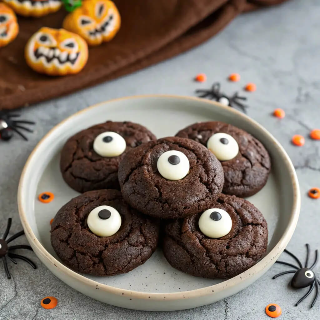 spooky double chocolate eyeball cookies