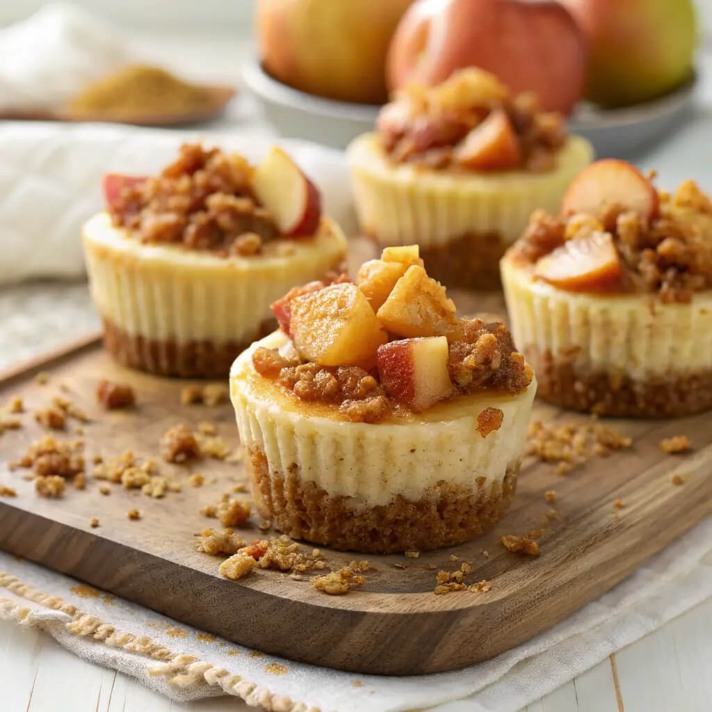 apple crisp mini cheesecakes