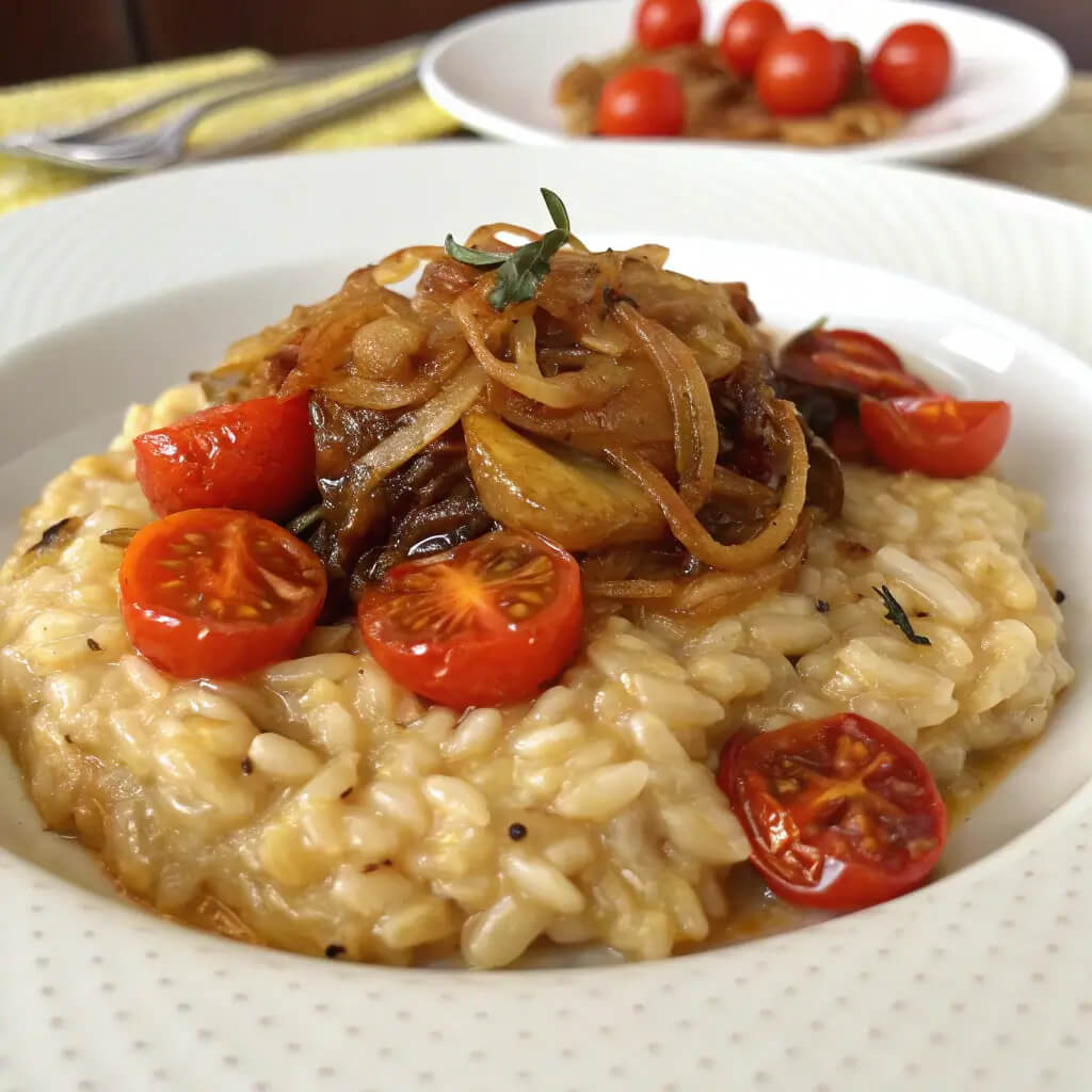 caramelized onion tomato risotto