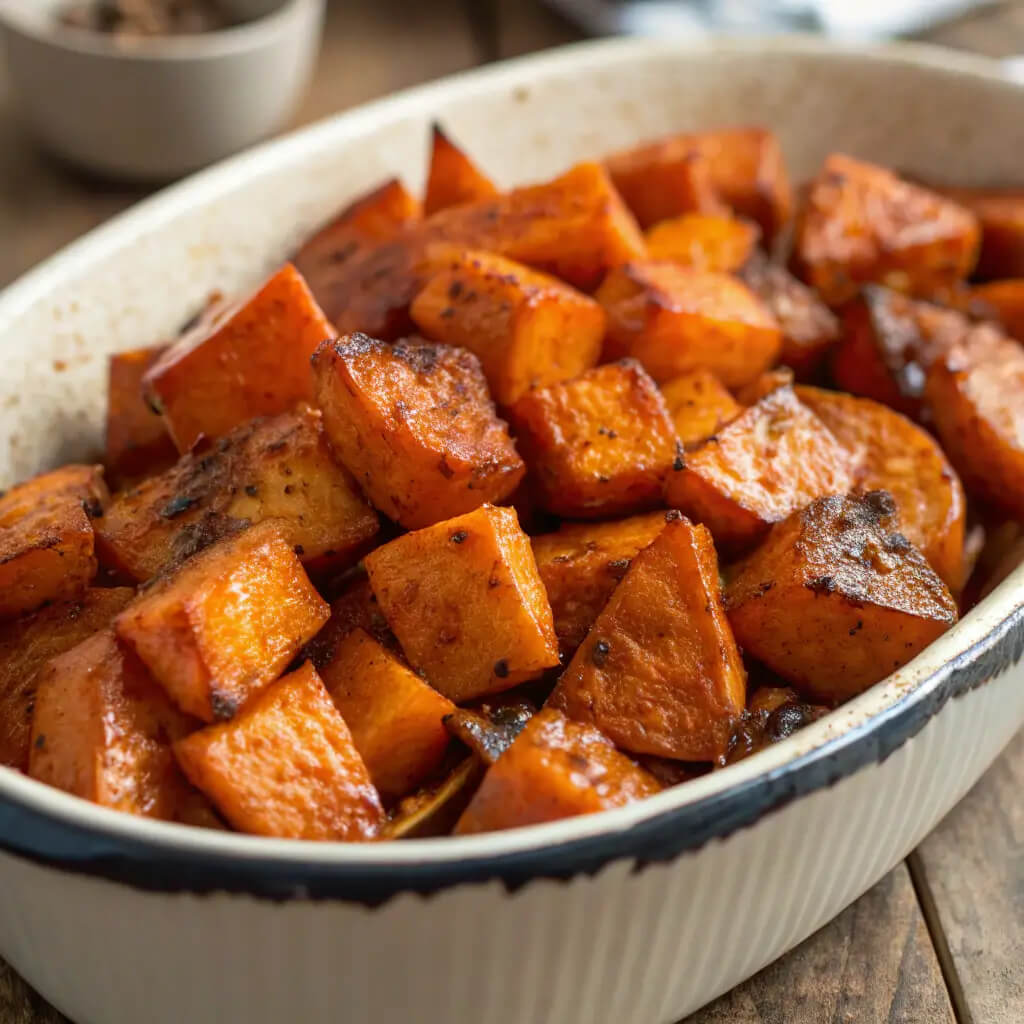 cinnamon maple roasted sweet potatoes