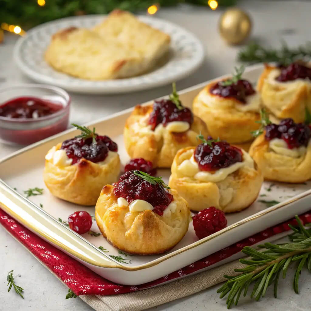 cranberry camembert puffs