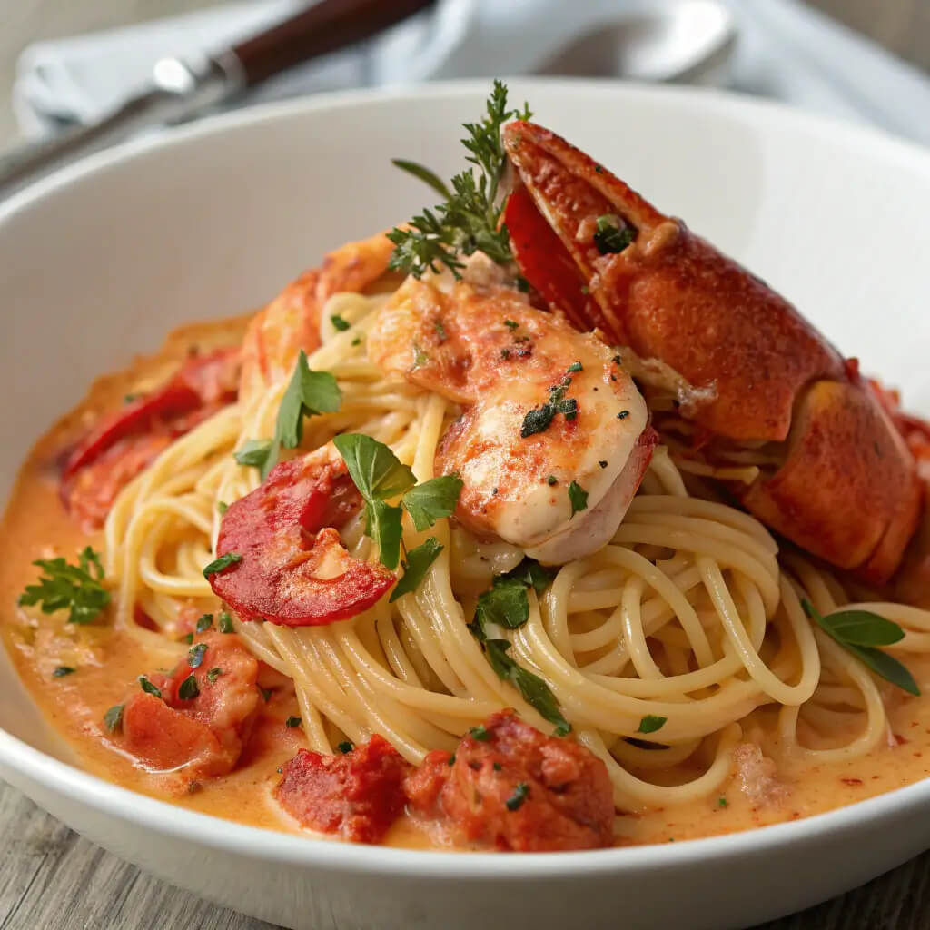 creamy tomato and lobster pasta