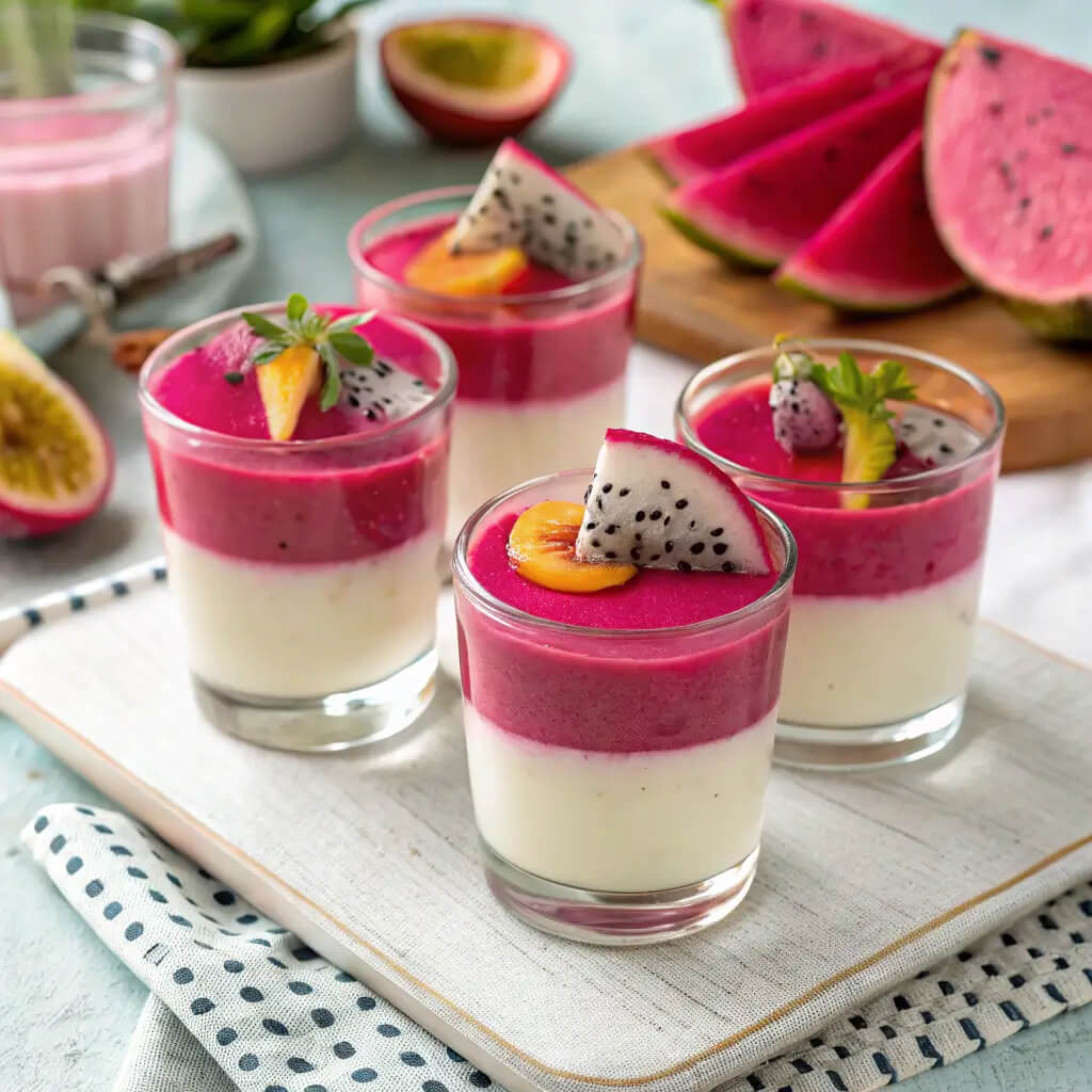 dragon fruit panna cotta shooters