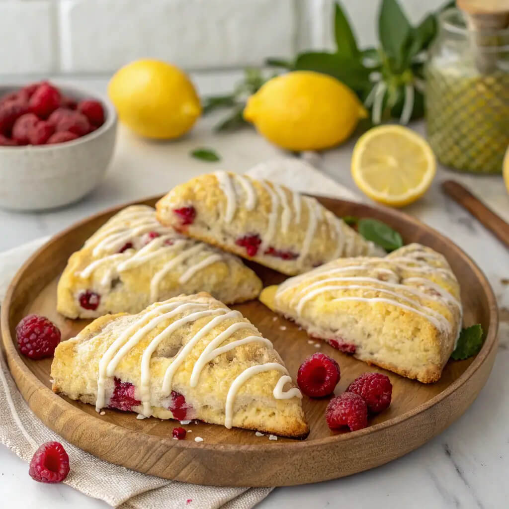 easy lemon raspberry scones