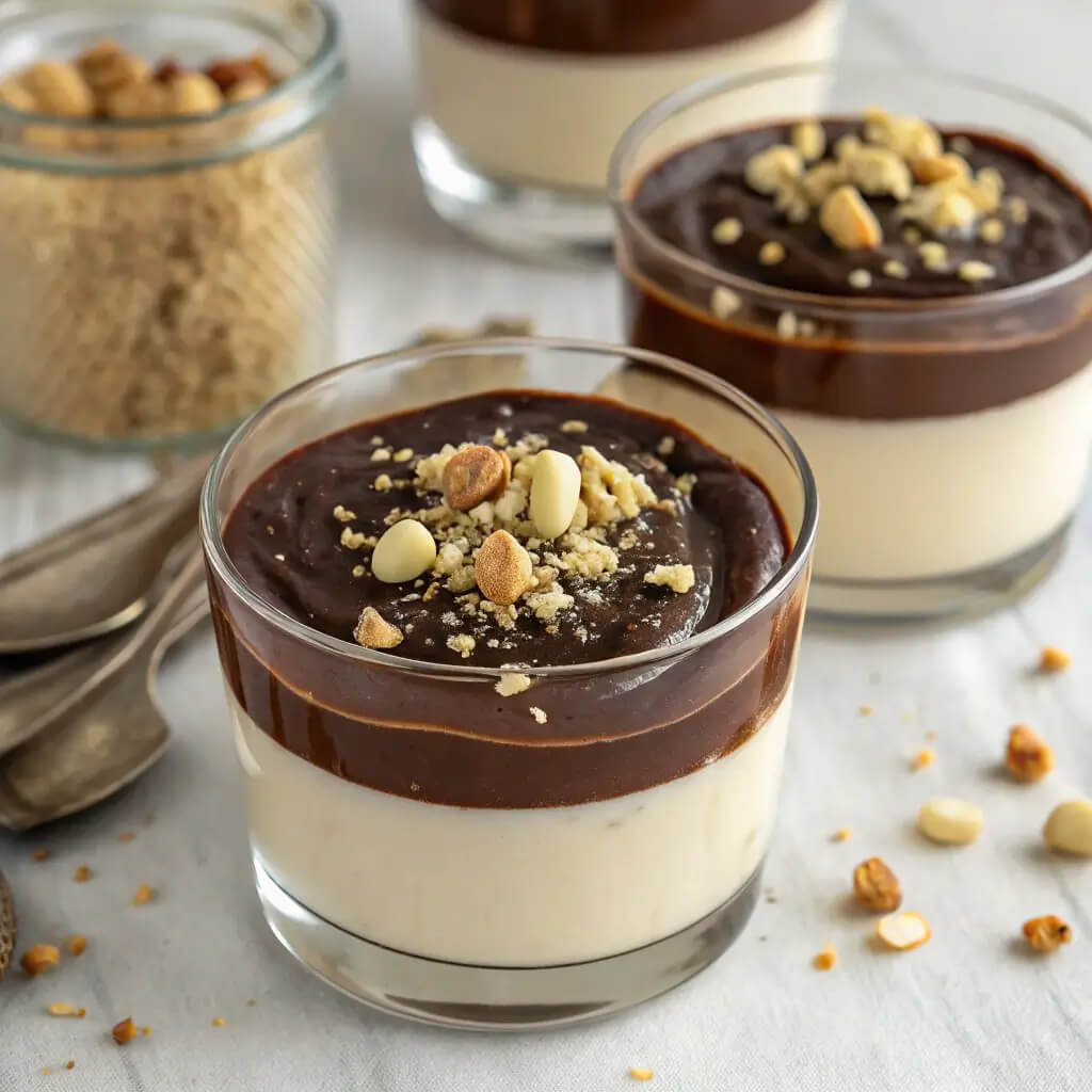 hazelnut panna cotta with chocolate ganache