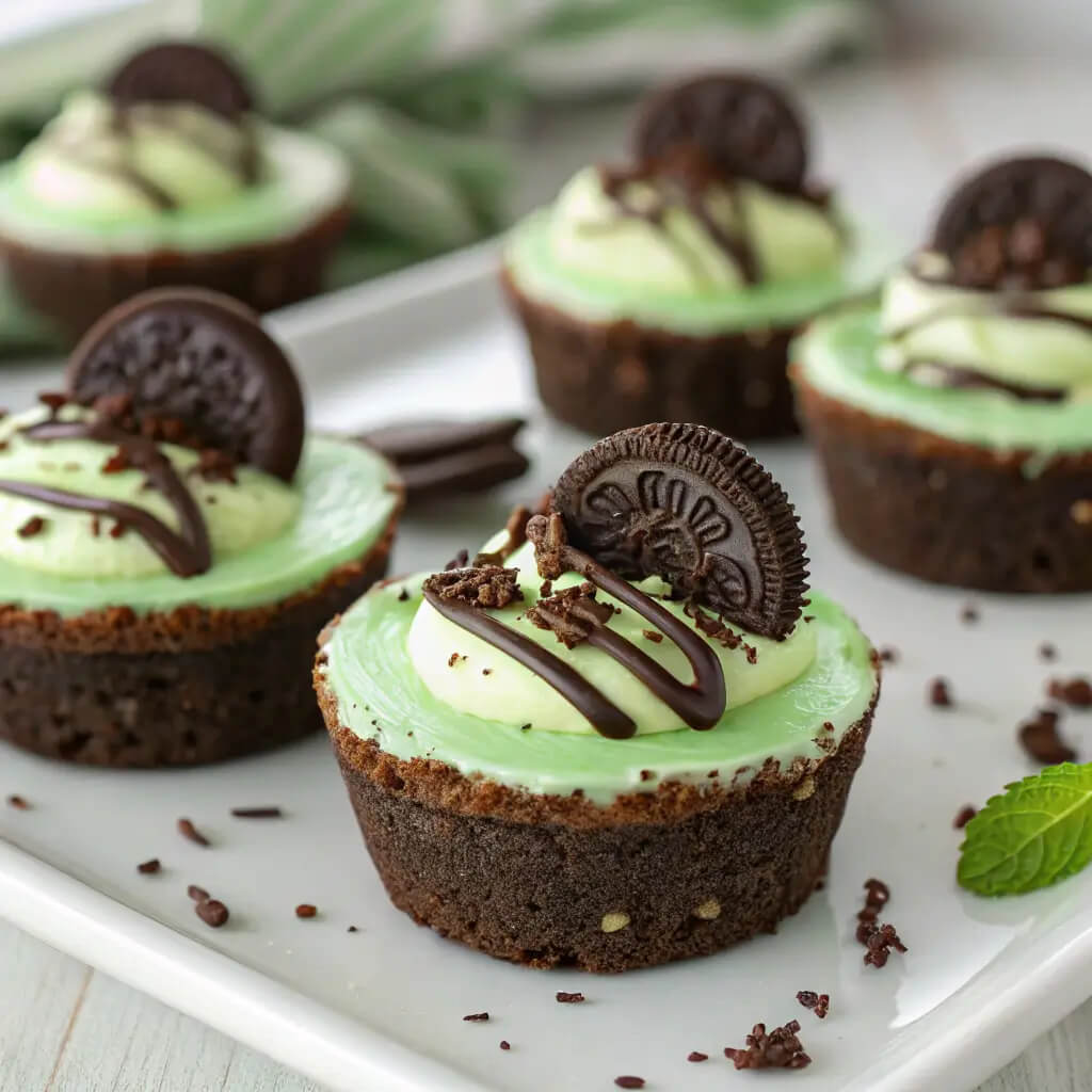 mini mint chocolate oreo cheesecakes