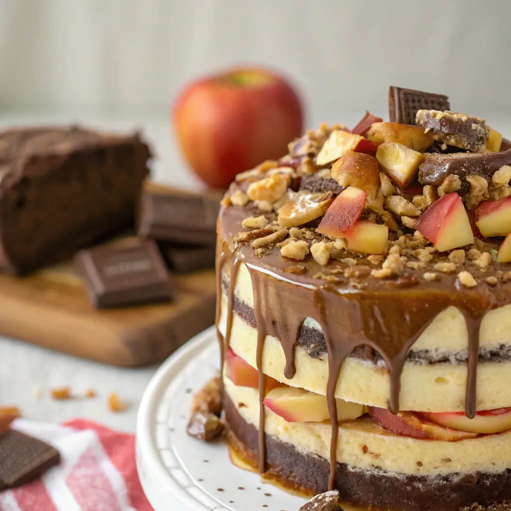 salted caramel apple snickers cake