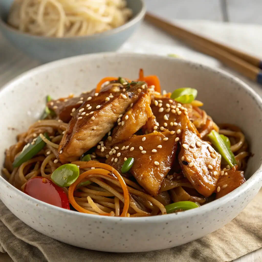 savory chicken teriyaki noodles
